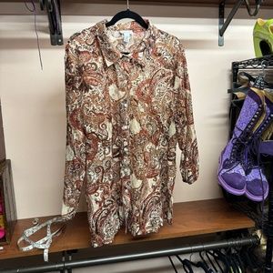 Avenue Earth-toned Paisley Lace Top, size 22/24